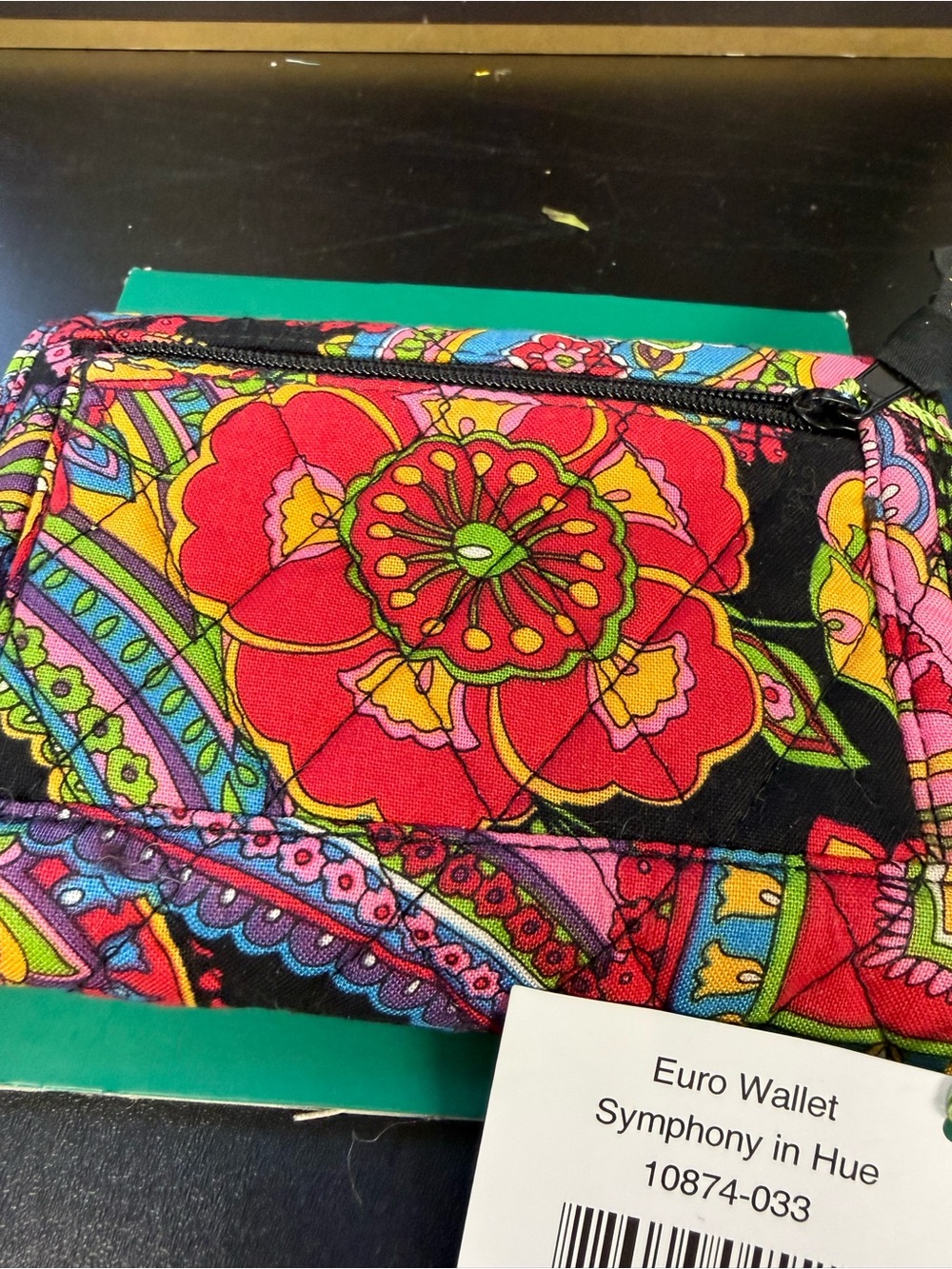 NWT Vera Bradley Symphony in Hue Euro Black Multi Floral Quilted Wallet - Picture 9 of 11